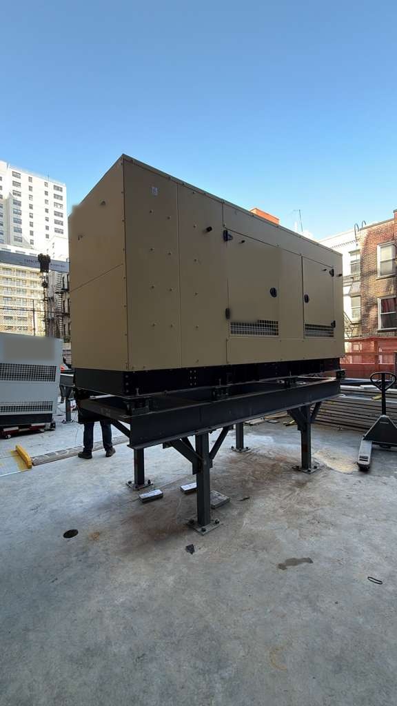 Standby generator set level on its steel platform in New York City
